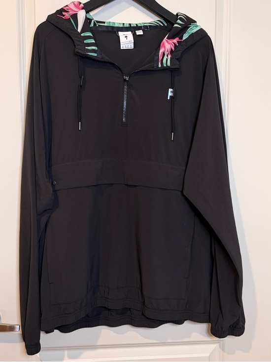 Puma Other - PUMA Palm Tree Crew Hoodie Pullover 1/4 Zip Black Floral Men's XXL Hooded Pocket